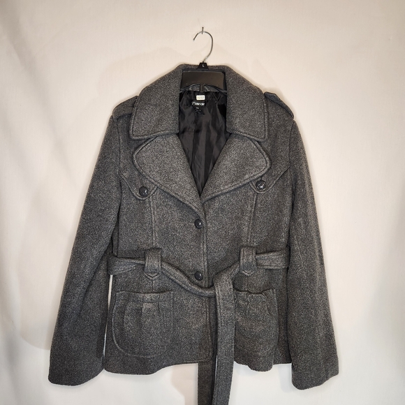Finesse Women's Belted Peacoat Gray Size 2XL Capsule - Picture 1 of 8